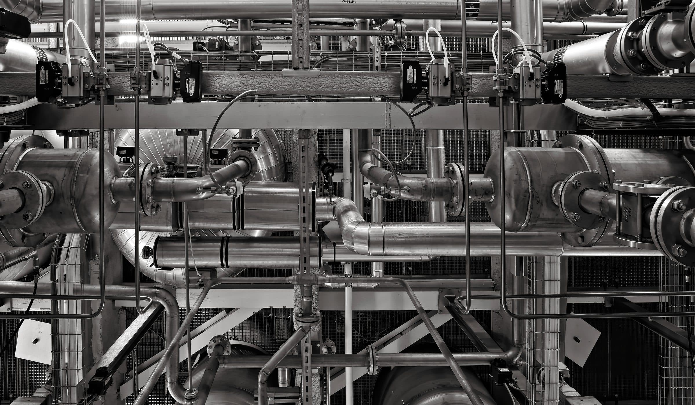 Industrial pipe detail, monochrome