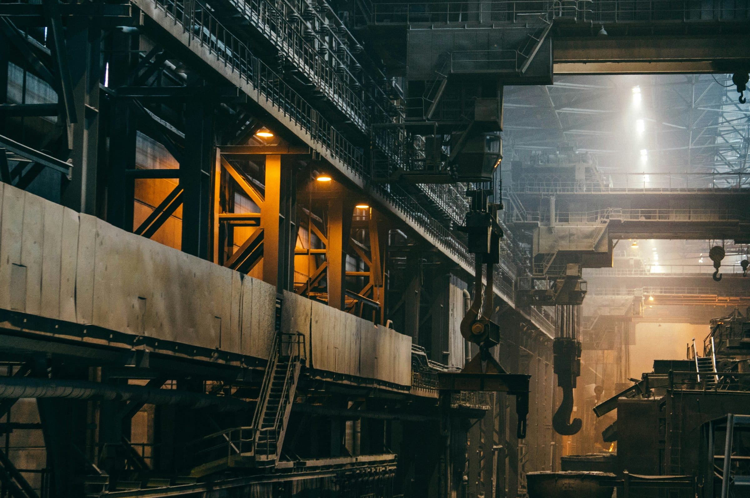 Steel mill at night